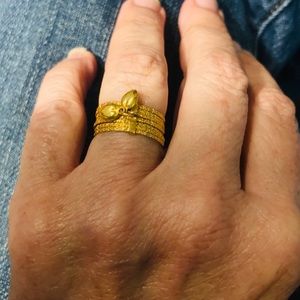 Six Bands with Dangling Heart Charms Size 6 Ring